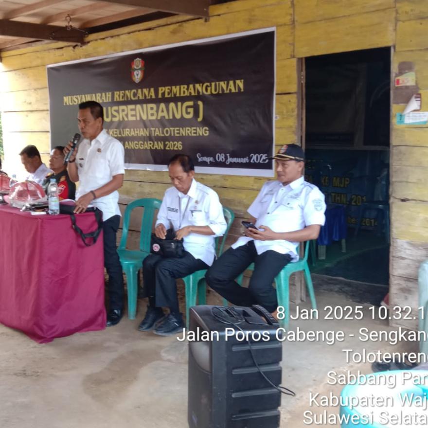 Musrenbang Kelurahan Talotenreng Sepakati  Prioritas untuk RKPD 2026 dan DURKPD 2027